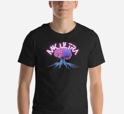 MKUltra cyberpunk brain t-shirt mockup